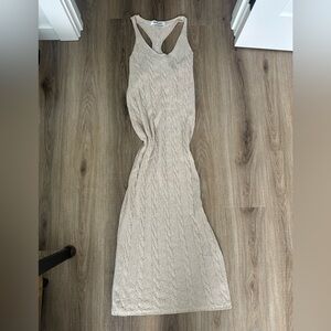 Sleeveless Cable Knit Dress in Cream